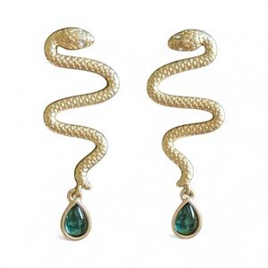 Lucky Brand Gold Tone Snake Drop Earrings